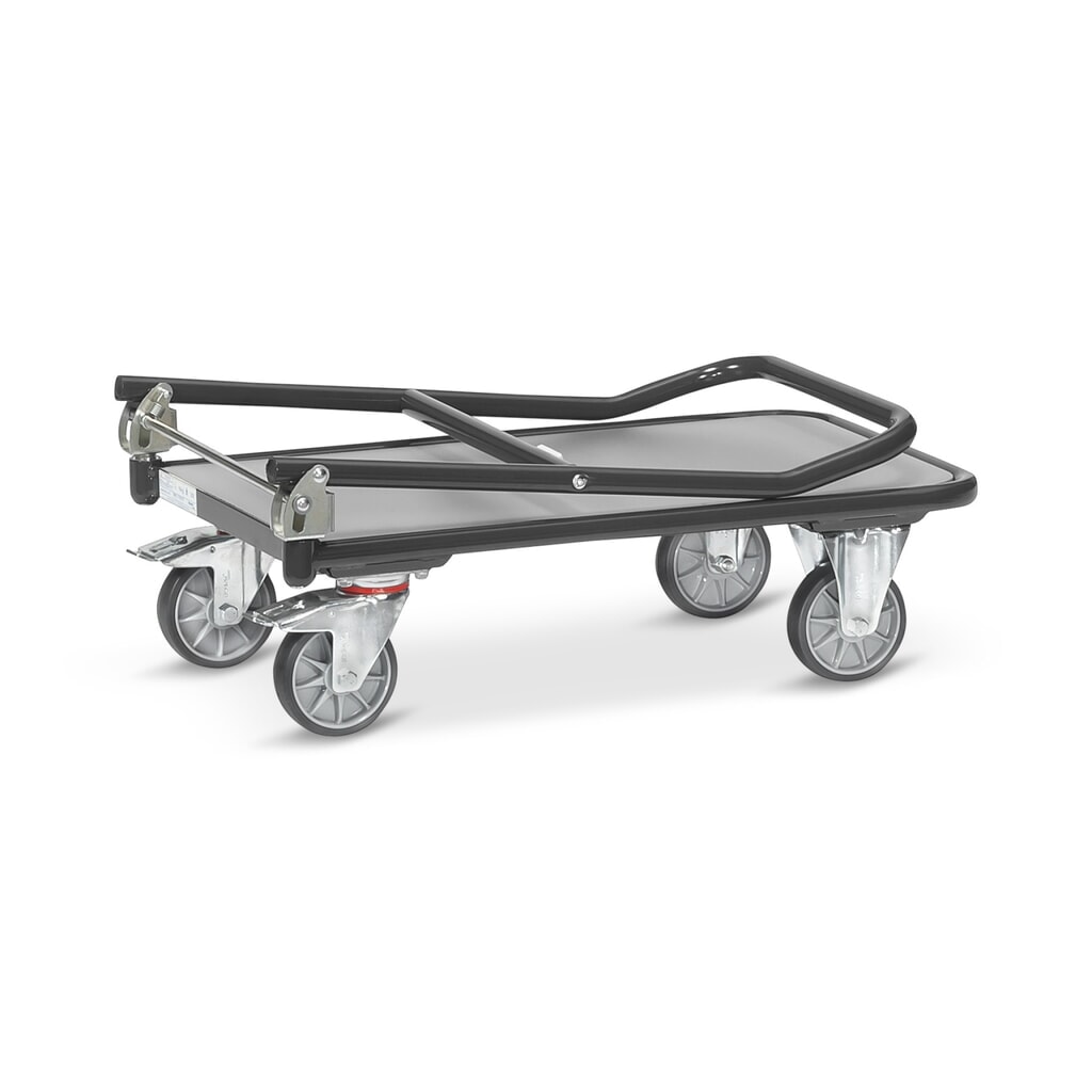 Plošinový vozík fetra® s drevenou ložnou plochou, závesná konzola, Š x H 600 x 900 mm, nosnosť 250 kg, antracitovo sivá Číslo obrázka výrobku 5: Plošinový vozík fetra® s drevenou ložnou plochou, závesná konzola, Š x H 600 x 900 mm, nosnosť 250 kg, antracitovo sivá