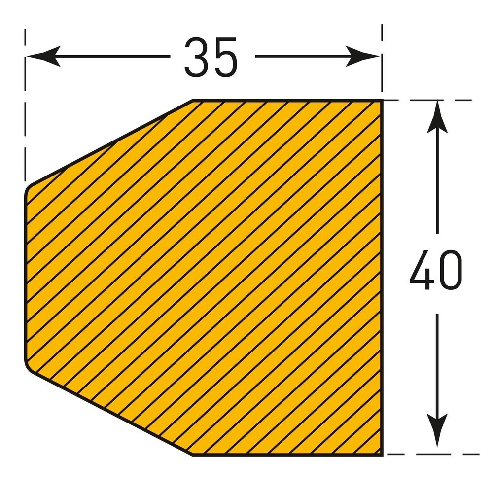 Číslo obrázka výrobku 4: Plošná ochrana proti nárazu MORAVIA, lichobežníková, samolepiaca, v × š 35 × 40 mm, dĺžka 1 m