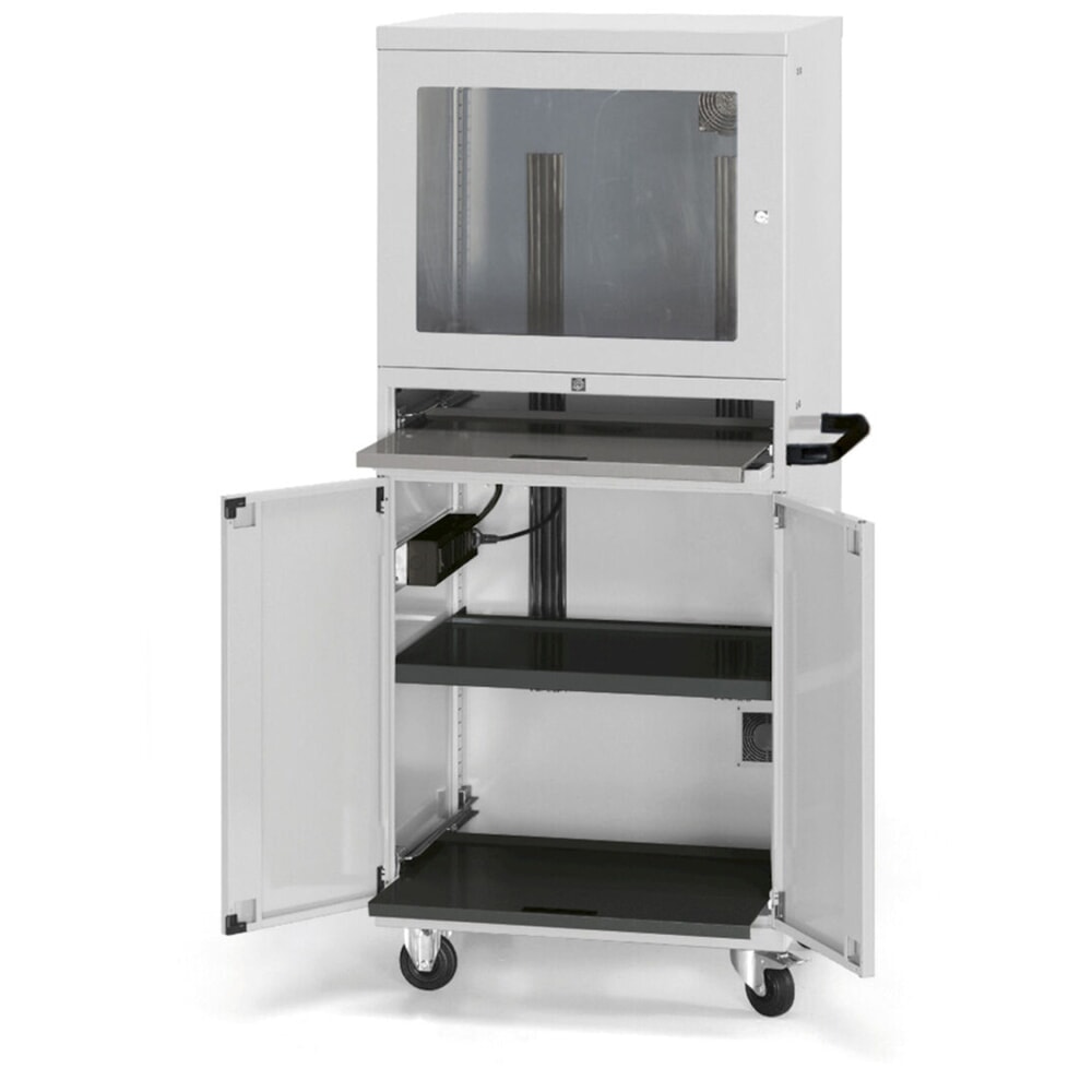 Číslo obrázka výrobku 2: Počítačová skriňa Fami Standard, 1 ventilátor, 4 zásuvky, v × š × h 1 688 × 807 × 654 mm, svetlosivá