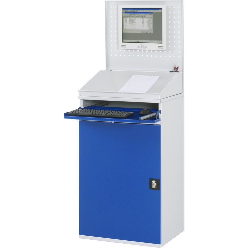 Číslo obrázka výrobku 2: Počítačová skriňa RAU, v × š × h 1 770 × 650 × 520 mm, s 1 krídlovými dverami a vysúvateľný priečinok na klávesnicu