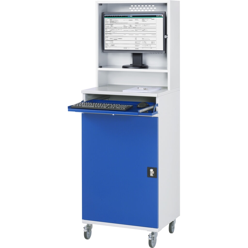 Mobilná počítačová skriňa RAU, kryt na monitor, vysúvateľný priečinok na klávesnicu, krídlové dvere, počet zásuviek × v × š: 2 × 80 × 570 mm Číslo obrázka výrobku 2: Mobilná počítačová skriňa RAU, kryt na monitor, vysúvateľný priečinok na klávesnicu, krídlové dvere, počet zásuviek × v × š: 2 × 80 × 570 mm