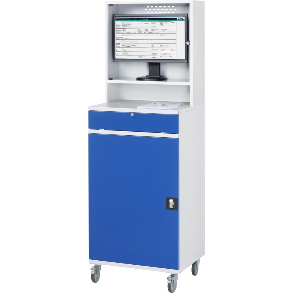 Mobilná počítačová skriňa RAU, kryt na monitor, vysúvateľný priečinok na klávesnicu, krídlové dvere, počet zásuviek × v × š: 2 × 80 × 570 mm Číslo obrázka výrobku 3: Mobilná počítačová skriňa RAU, kryt na monitor, vysúvateľný priečinok na klávesnicu, krídlové dvere, počet zásuviek × v × š: 2 × 80 × 570 mm
