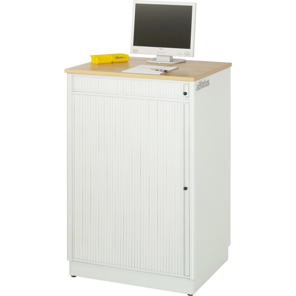 Číslo obrázka výrobku 3: Počítačové stanice RAU, v × š × h 1 100 × 720 × 660 mm, pracovná doska s bukovým dekorom, s roletou, elektrická zásuvková lišta
