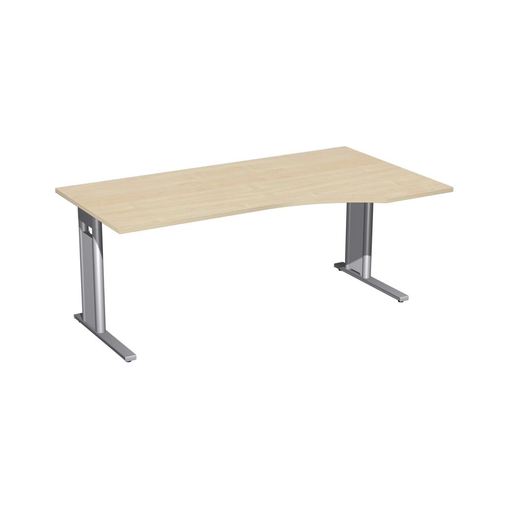 Kancelársky písací stôl Geramöbel Profi, podstavec s nohami v tvare C, stolová doska v tvare PC vpravo, š × h 1 800 × 1 000 mm, javor Obrázok výrobku: Kancelársky písací stôl Geramöbel Profi, podstavec s nohami v tvare C, stolová doska v tvare PC vpravo, š × h 1 800 × 1 000 mm, javor