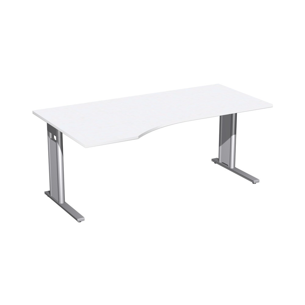 Obrázok výrobku: Pracovný stôl PC profesionálny, rám C-nohy, tvar PC ľavý, Š x H 1.800 x 1.000 mm, biela