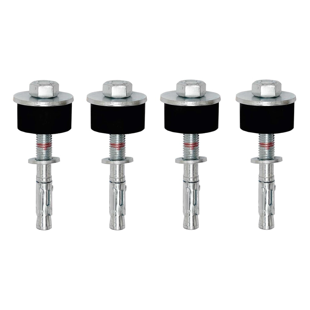 Podlahová kotva MORAVIA FLEX pre betónové podlahy, súprava 4 ks, Ø × d 12 × 110 mm, s gumovými nárazníkmi Ø 40 mm, vrátane podložiek a matíc Obrázok výrobku: Podlahová kotva MORAVIA FLEX pre betónové podlahy, súprava 4 ks, Ø × d 12 × 110 mm, s gumovými nárazníkmi Ø 40 mm, vrátane podložiek a matíc