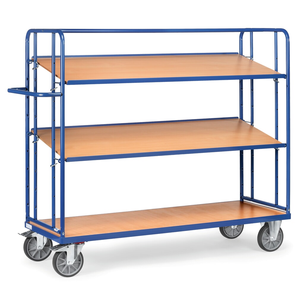 Obrázok výrobku: Podlahový vozík Eurobox fetra®, nosnosť 500 kg, 3 úrovne 1 250 x 610 mm
