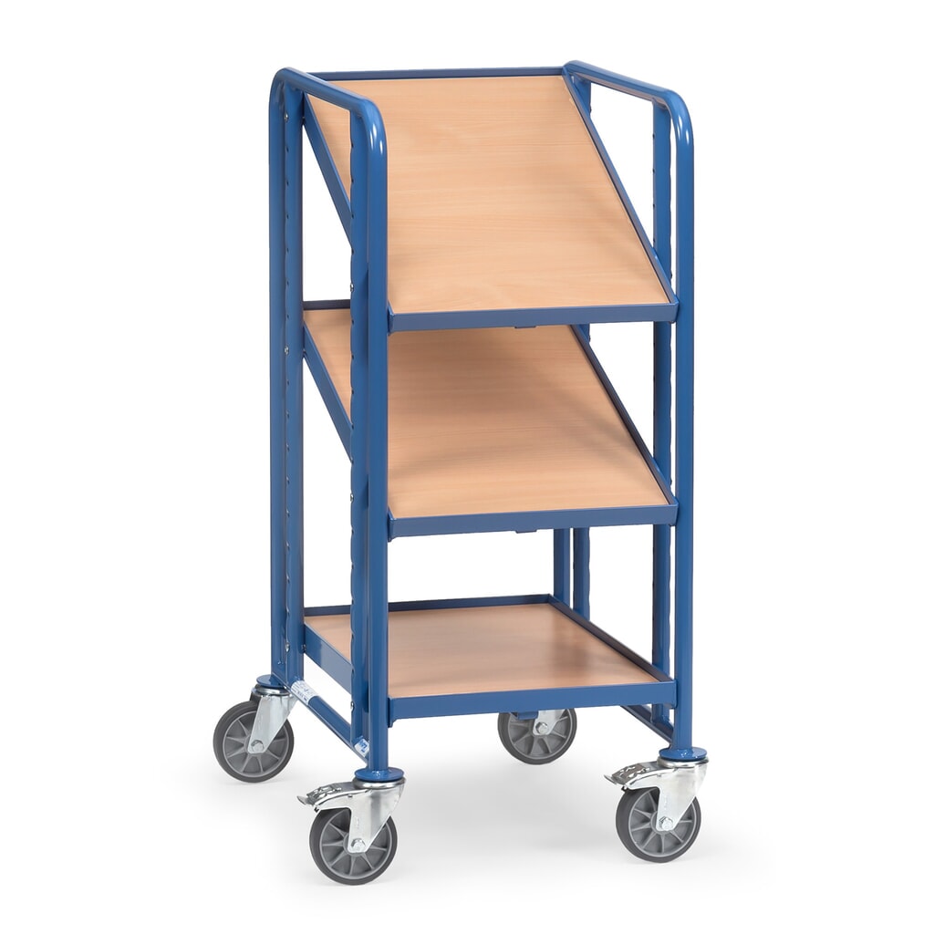 Obrázok výrobku: Podlahový vozík Eurobox fetra®, s policami, nosnosť 250 kg, 3 podlahy à 410 x 610 mm