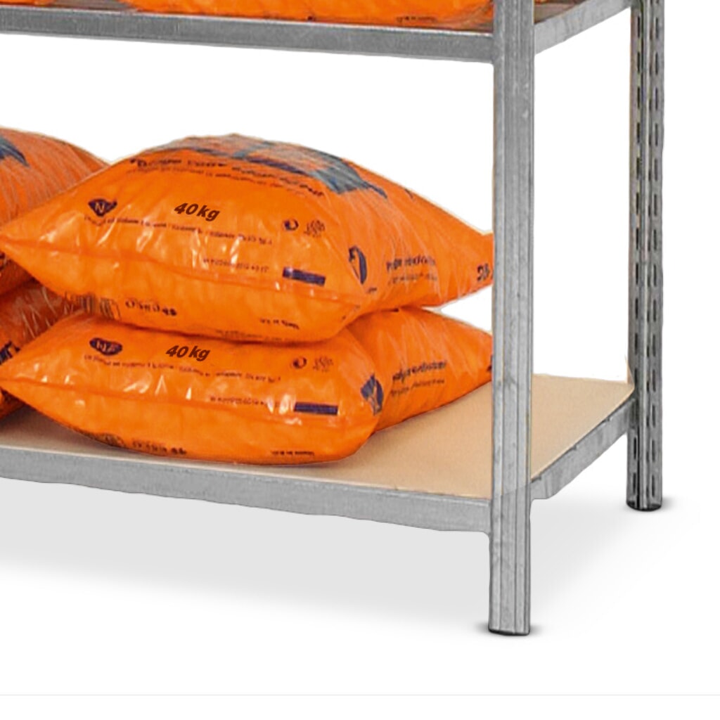 Polica pre policový regál, pozinkovaný povrch, s drevotrieskovými doskami, Š x H 1 000 x 300 mm, 2 ks v balení Obrázok výrobku: Polica pre policový regál, pozinkovaný povrch, s drevotrieskovými doskami, Š x H 1 000 x 300 mm, 2 ks v balení