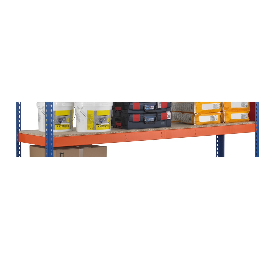 SCHULTE široká rozpätá polica s drevotrieskou, š x h 1,536 x 469 mm, oranžová Číslo obrázka výrobku 2: SCHULTE široká rozpätá polica s drevotrieskou, š x h 1,536 x 469 mm, oranžová