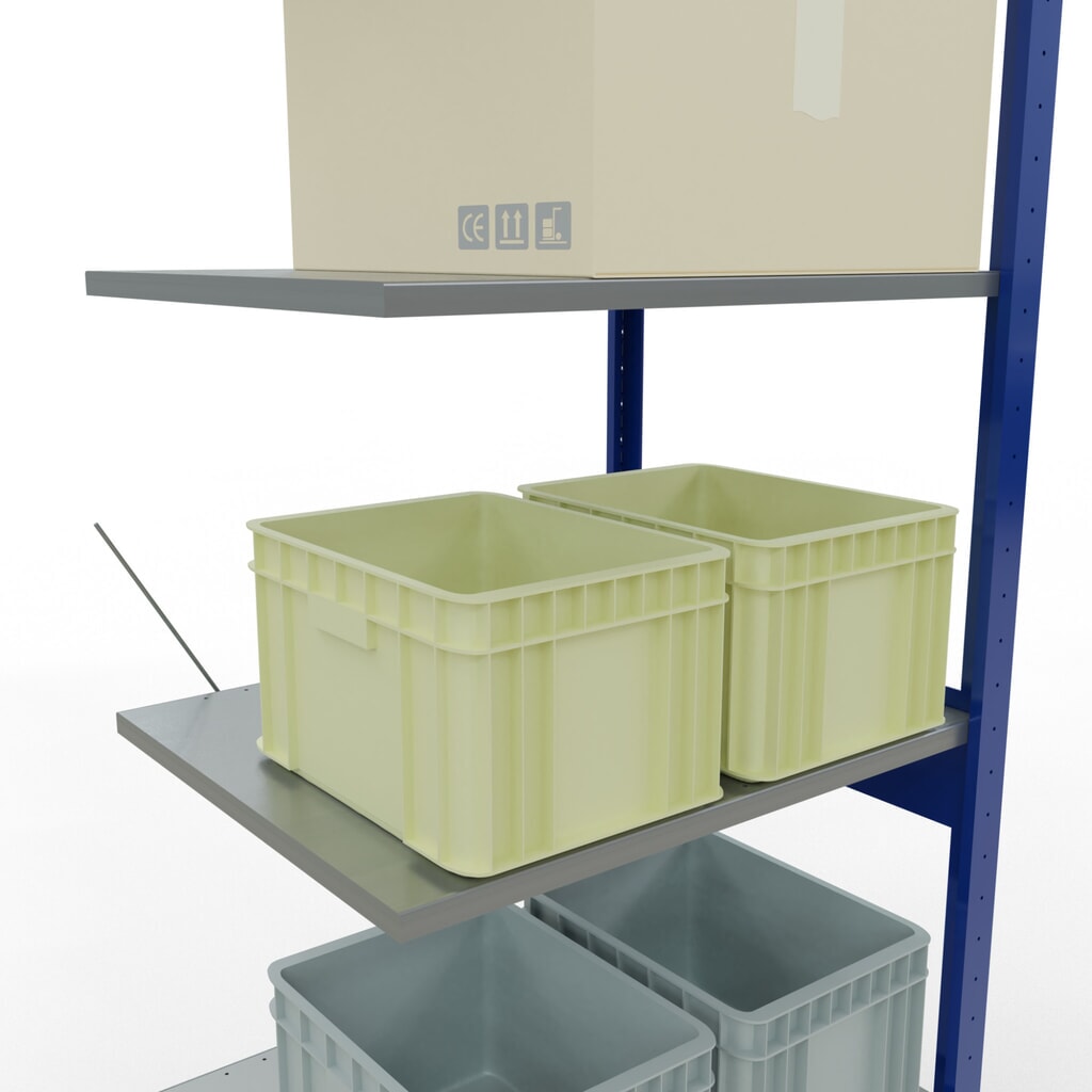 policový regál SCHULTE, prídavné pole, horca modrá/galvanizovaný, nosnosť regálu 150 kg, V x Š x H 2 500 x 750 x 600 mm Číslo obrázka výrobku 4: policový regál SCHULTE, prídavné pole, horca modrá/galvanizovaný, nosnosť regálu 150 kg, V x Š x H 2 500 x 750 x 600 mm