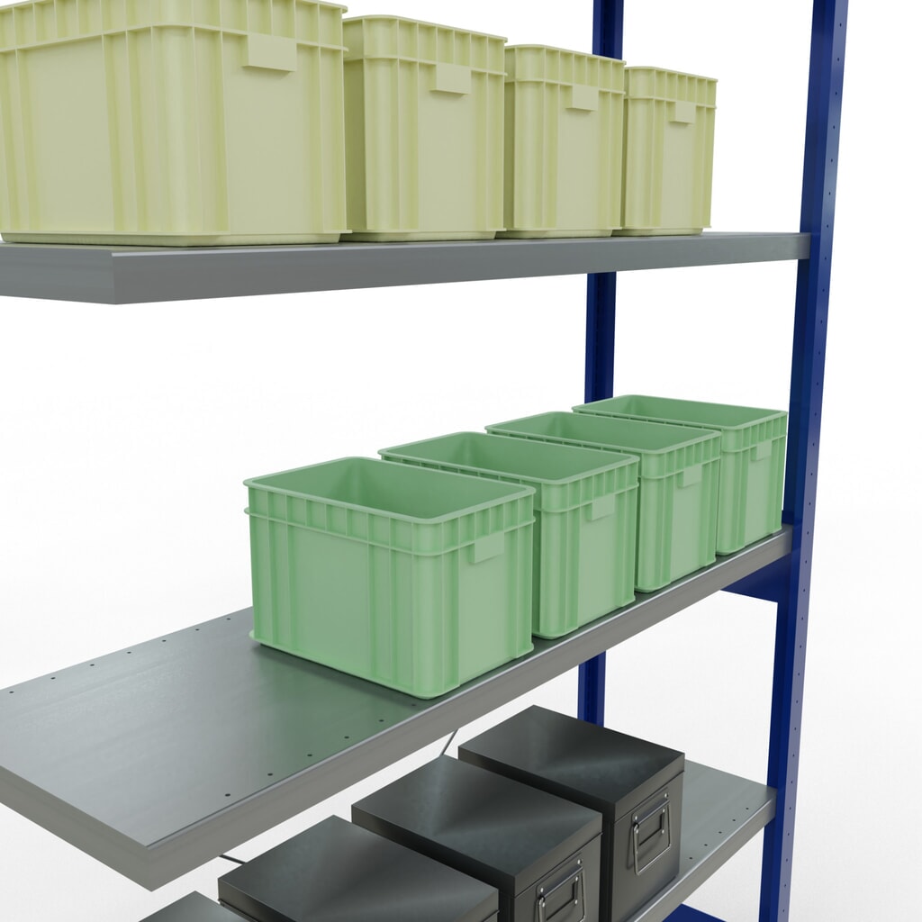 Číslo obrázka výrobku 4: policový regál SCHULTE, prídavné pole, horca modrá/galvanizovaný, nosnosť regálu 250 kg, V x Š x H 2 500 x 1 300 x 400 mm
