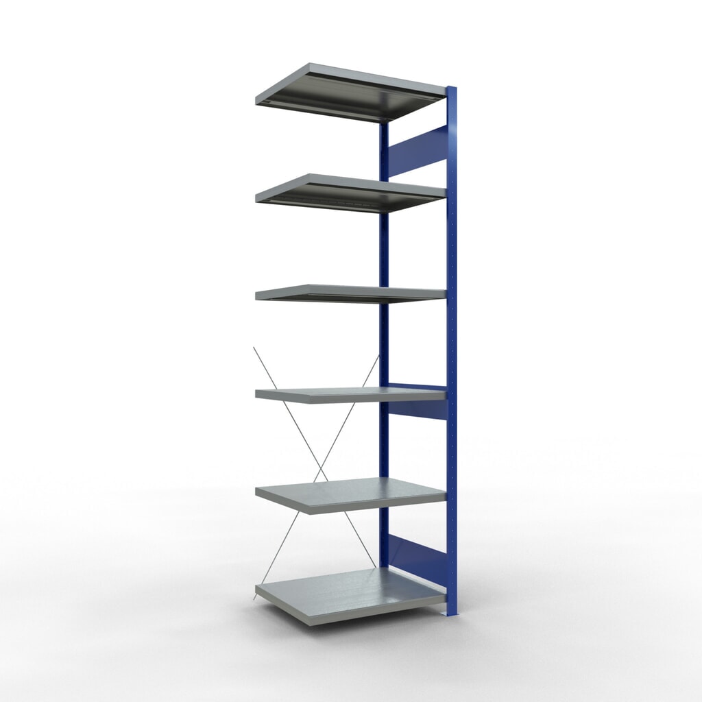 Obrázok výrobku: policový regál SCHULTE, prídavné pole, horca modrá/galvanizovaný, nosnosť regálu 250 kg, V x Š x H 2 500 x 750 x 600 mm