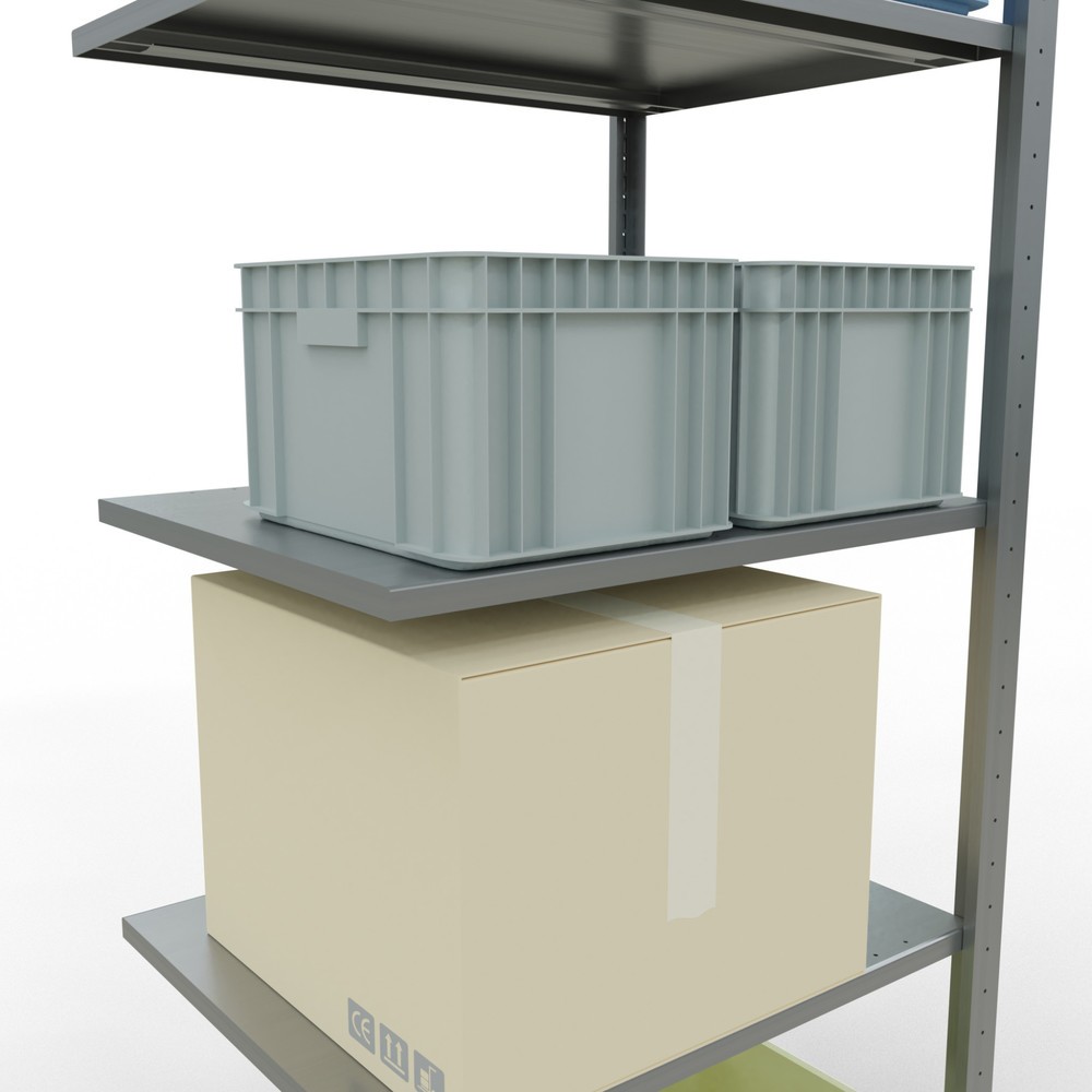 Číslo obrázka výrobku 3: SCHULTE zásuvná montážna polica, prídavné pole, nosnosť regálu 150 kg, galvanizovaná, V x Š x H 2 000 x 750 x 600 mm