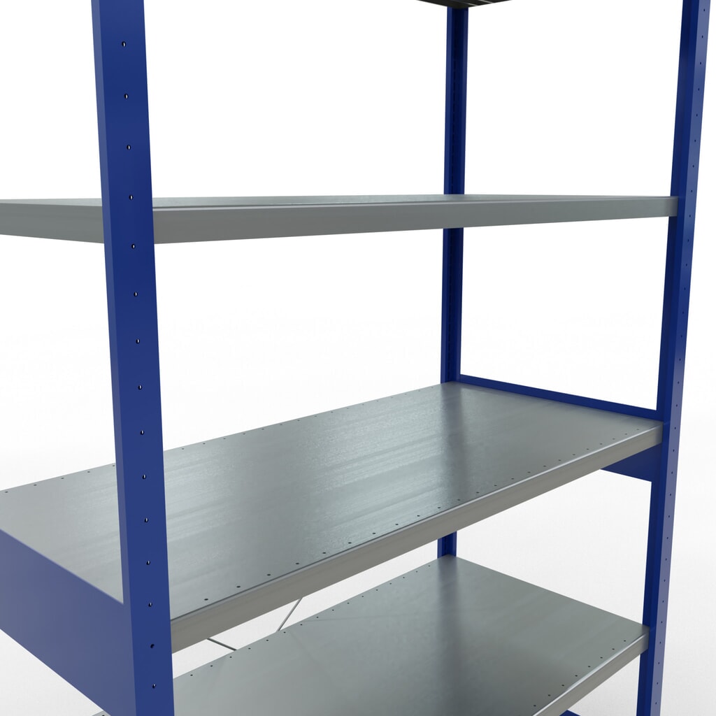 Policový regál SCHULTE v enciánovo modrej/pozinkovaný, zaťaženie police 250 kg, v × š × h 2 500 × 1 360 × 636 mm Číslo obrázka výrobku 5: Policový regál SCHULTE v enciánovo modrej/pozinkovaný, zaťaženie police 250 kg, v × š × h 2 500 × 1 360 × 636 mm