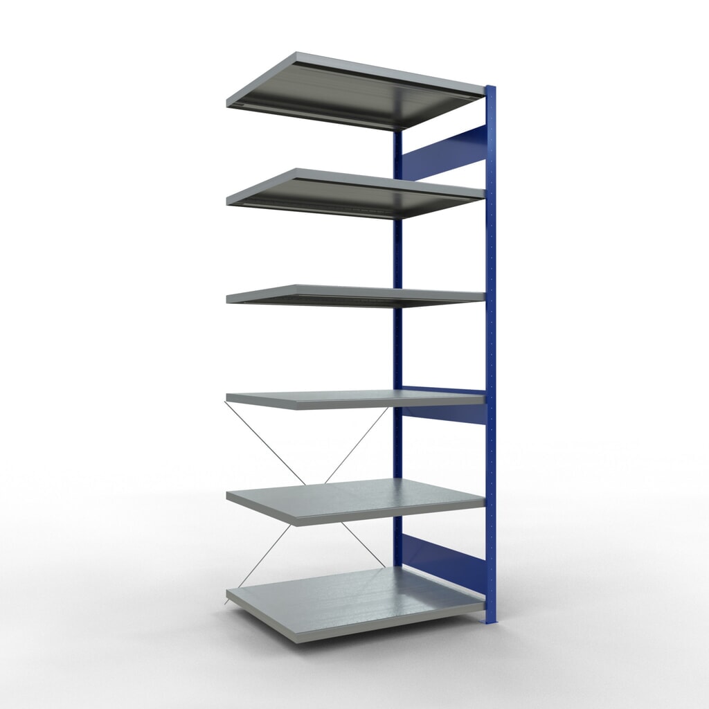 Obrázok výrobku: SCHULTE policový regál, prídavné pole, nosnosť regálu 330 kg, horca modrá/galvanizované, V x Š x H 2 500 x 1 000 x 800 mm