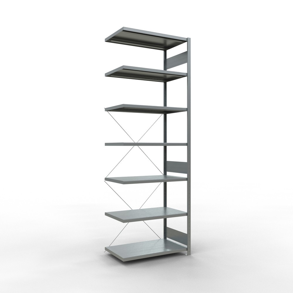Obrázok výrobku: policový regál SCHULTE Plug-in Montážny prídavné pole nosnosť regálu 330 kg Galvanizované V x Š x H 3,000 x 1 000 x 600 mm