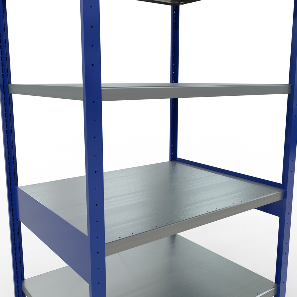 Číslo obrázka výrobku 5: Policový regál SCHULTE v enciánovo modrej/pozinkovaný, zaťaženie police 330 kg, v × š × h 2 500 × 1 060 × 836 mm
