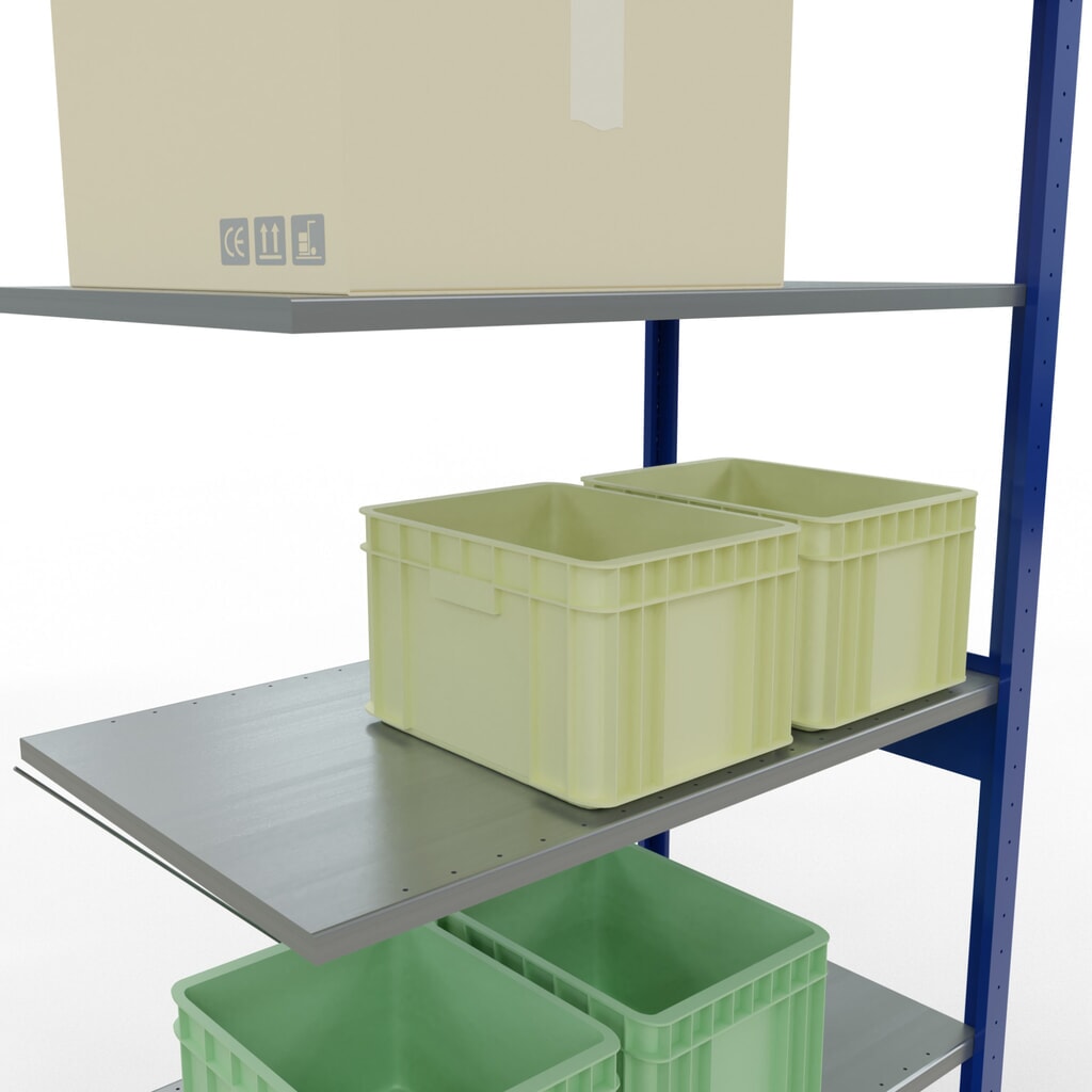 Číslo obrázka výrobku 3: Policový regál SCHULTE zásuvný systém, prídavné pole, nosnosť regálu 150 kg, horca modrá/galvanizovaný, V x Š x H 2 500 x 1 000 x 600 mm