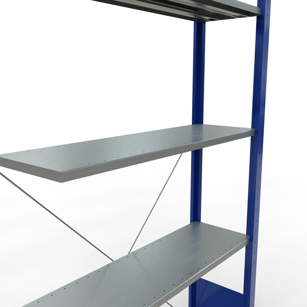 Policový regál SCHULTE zásuvný systém, prídavné pole, nosnosť regálu 150 kg, horca modrá/galvanizovaný, V x Š x H 2 000 x 1 000 x 300 mm Číslo obrázka výrobku 2: Policový regál SCHULTE zásuvný systém, prídavné pole, nosnosť regálu 150 kg, horca modrá/galvanizovaný, V x Š x H 2 000 x 1 000 x 300 mm