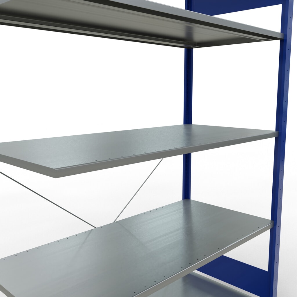 Policový regál SCHULTE zásuvný systém, prídavné pole, nosnosť regálu 150 kg, horca modrá/galvanizovaný, V x Š x H 2 000 x 1300 x 600 mm Číslo obrázka výrobku 5: Policový regál SCHULTE zásuvný systém, prídavné pole, nosnosť regálu 150 kg, horca modrá/galvanizovaný, V x Š x H 2 000 x 1300 x 600 mm