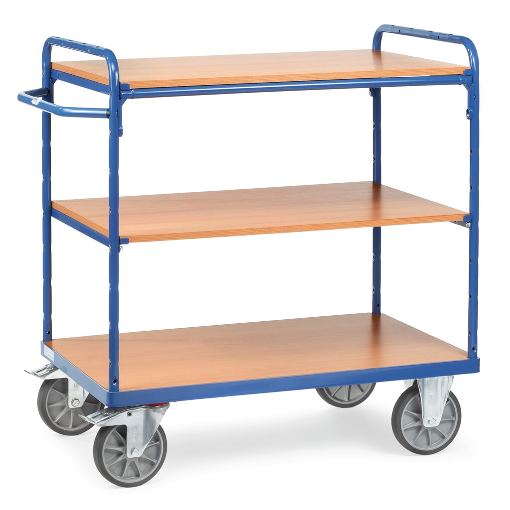 policový vozík fetra® s drevenými podlahami, 3 úrovne 1 000 x 600 mm, výška 1 152 mm Obrázok výrobku: policový vozík fetra® s drevenými podlahami, 3 úrovne 1 000 x 600 mm, výška 1 152 mm