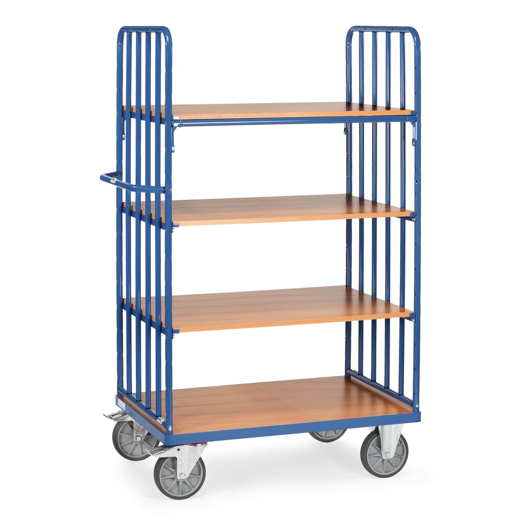 policový vozík fetra® so zvislými vzperami, 2 steny, 4 podlahy každý 1 000 x 700 mm Číslo obrázka výrobku 1: policový vozík fetra® so zvislými vzperami, 2 steny, 4 podlahy každý 1 000 x 700 mm