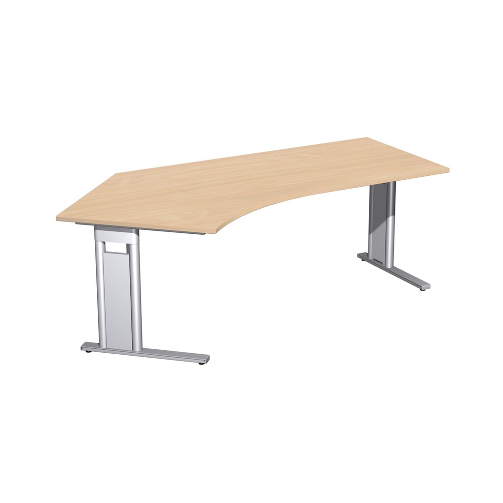 Kancelársky písací stôl Geramöbel Profi, voľná stolová doska 135° vľavo, podstavec s nohami v tvare C, š × h 2 166 × 1 130 mm, buk Obrázok výrobku: Kancelársky písací stôl Geramöbel Profi, voľná stolová doska 135° vľavo, podstavec s nohami v tvare C, š × h 2 166 × 1 130 mm, buk