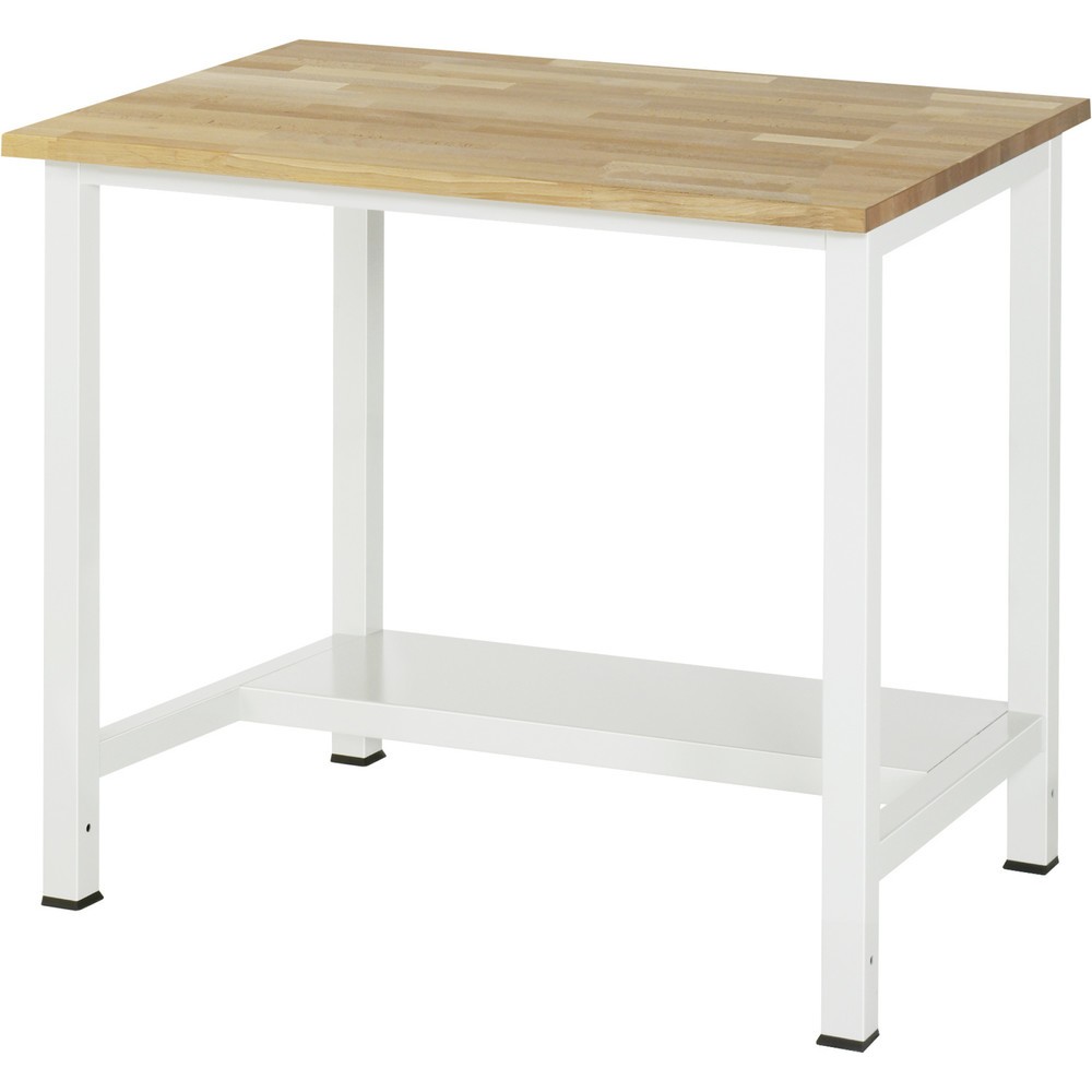 Číslo obrázka výrobku 1: Pracovný stôl RAU 900 s odkladacím dnom, hĺbka 320 mm, v × š × h 825 × 1 000 × 800 mm, pracovná doska z bukového masívu