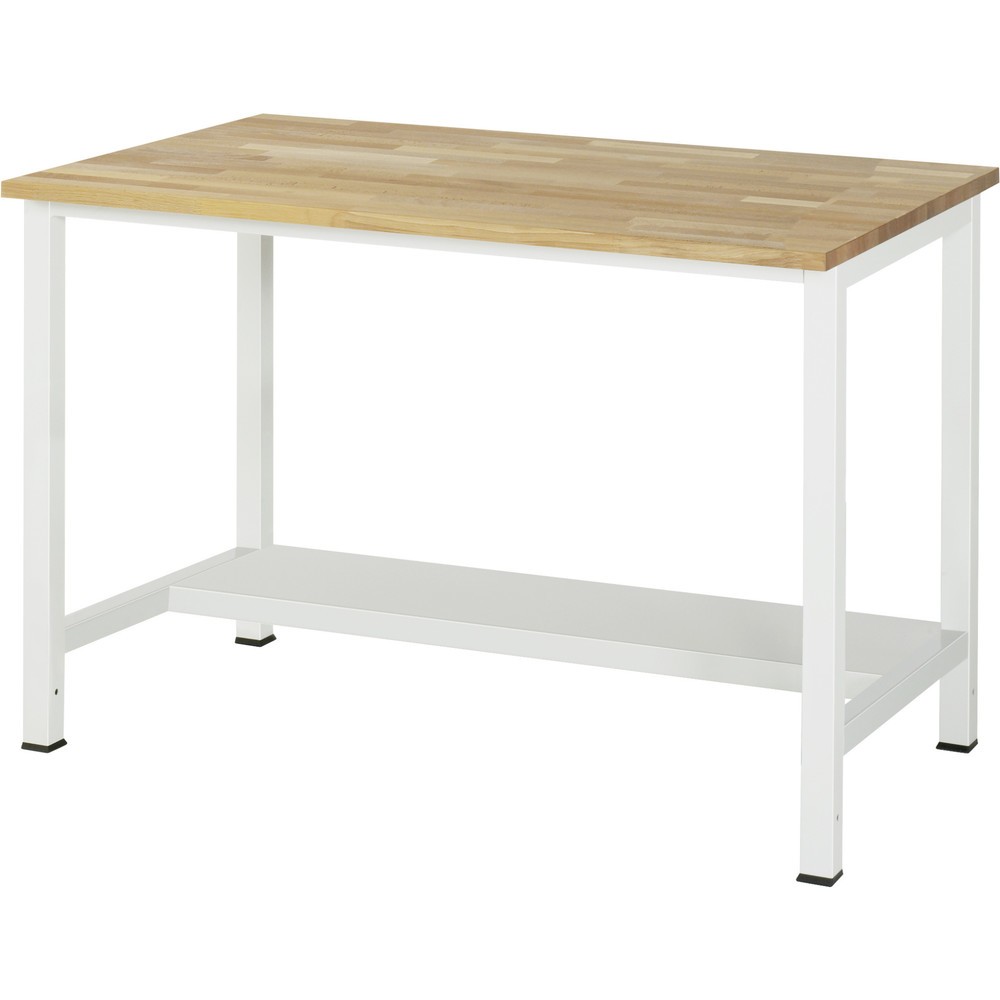 Číslo obrázka výrobku 1: Pracovný stôl RAU 900 s odkladacím dnom, hĺbka 320 mm, v × š × h 825 × 1 250 × 800 mm, pracovná doska z bukového masívu