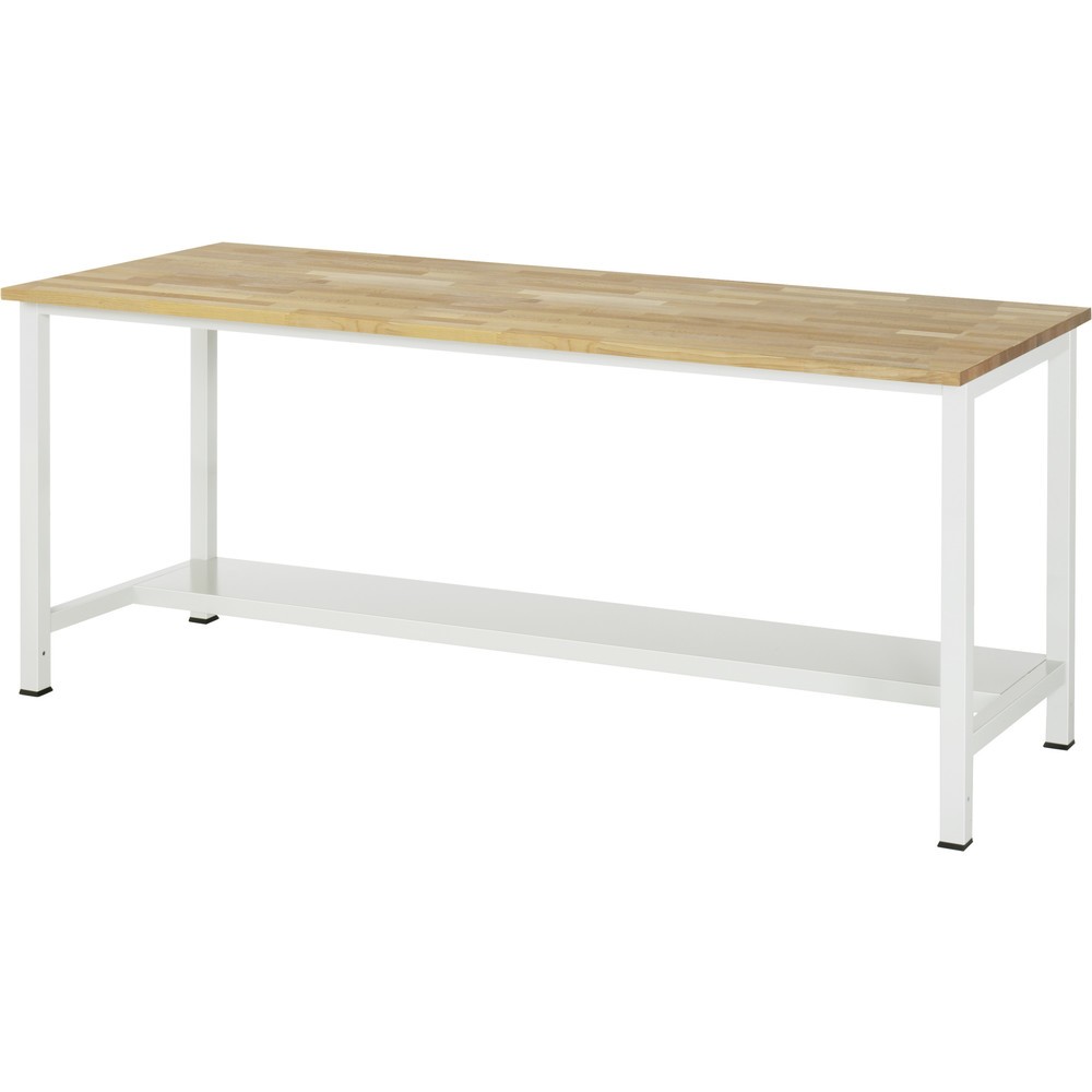 Číslo obrázka výrobku 1: Pracovný stôl RAU 900 s odkladacím dnom, hĺbka 320 mm, v × š × h 825 × 2 500 × 800 mm, pracovná doska z bukového masívu