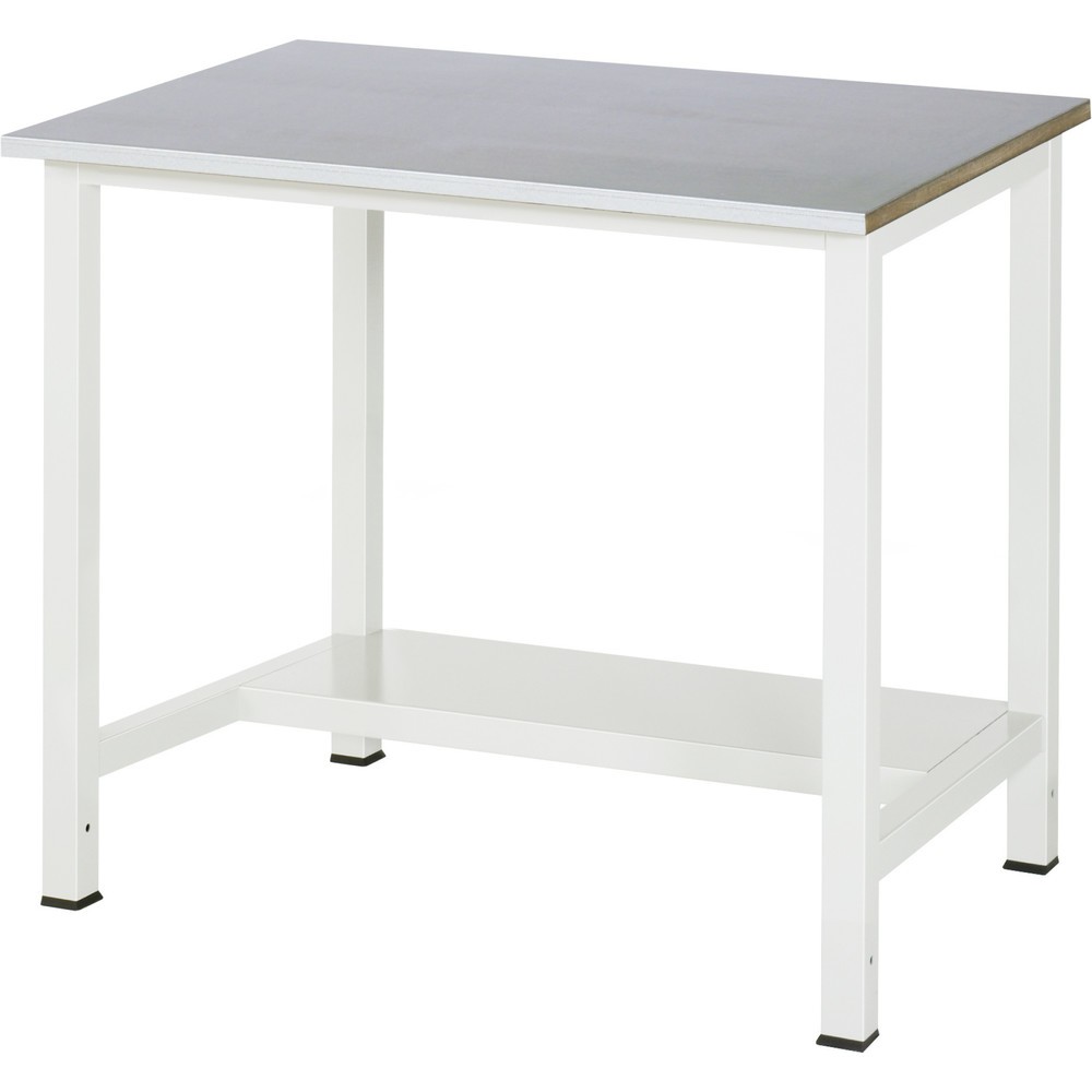 Číslo obrázka výrobku 1: Pracovný stôl RAU 900 s odkladacím dnom, hĺbka 320 mm, v × š × h 825 × 1 000 × 800 mm, pracovná doska s povrchom z oceľového plechu