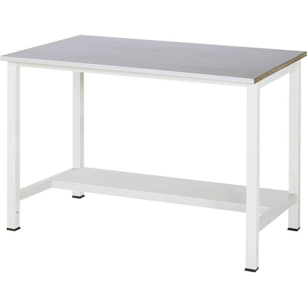 Číslo obrázka výrobku 1: Pracovný stôl RAU 900 s odkladacím dnom, hĺbka 320 mm, v × š × h 825 × 1 250 × 800 mm, pracovná doska s povrchom z oceľového plechu