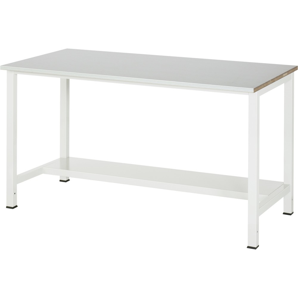 Číslo obrázka výrobku 1: Pracovný stôl RAU 900 s odkladacím dnom, hĺbka 320 mm, v × š × h 825 × 1 500 × 800 mm, pracovná doska s povrchom z oceľového plechu