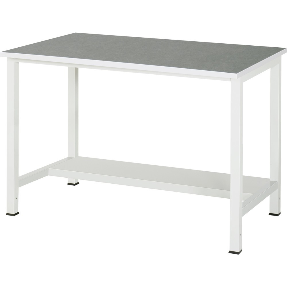 Číslo obrázka výrobku 1: Pracovný stôl RAU 900 s odkladacím dnom, hĺbka 320 mm, v × š × h 825 × 1 250 × 800 mm, pracovná doska s univerzálnym/linoleovým povrchom