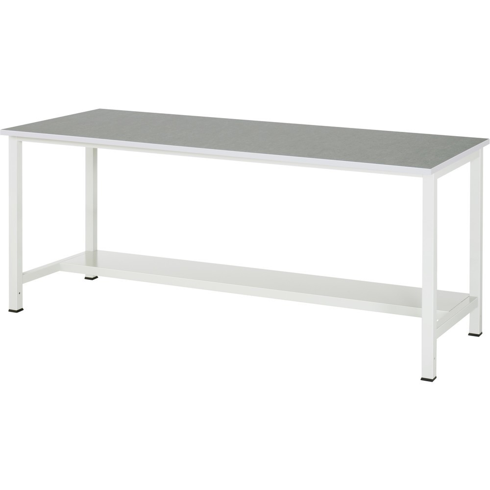 Číslo obrázka výrobku 1: Pracovný stôl RAU 900 s odkladacím dnom, hĺbka 320 mm, v × š × h 825 × 2 500 × 800 mm, pracovná doska s univerzálnym/linoleovým povrchom