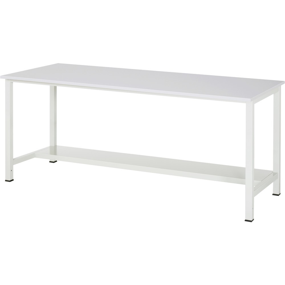 Číslo obrázka výrobku 1: Pracovný stôl RAU 900 s odkladacím dnom, hĺbka 320 mm, v × š × h 825 × 2 500 × 800 mm, pracovná doska s EGB melamínovým povrchom