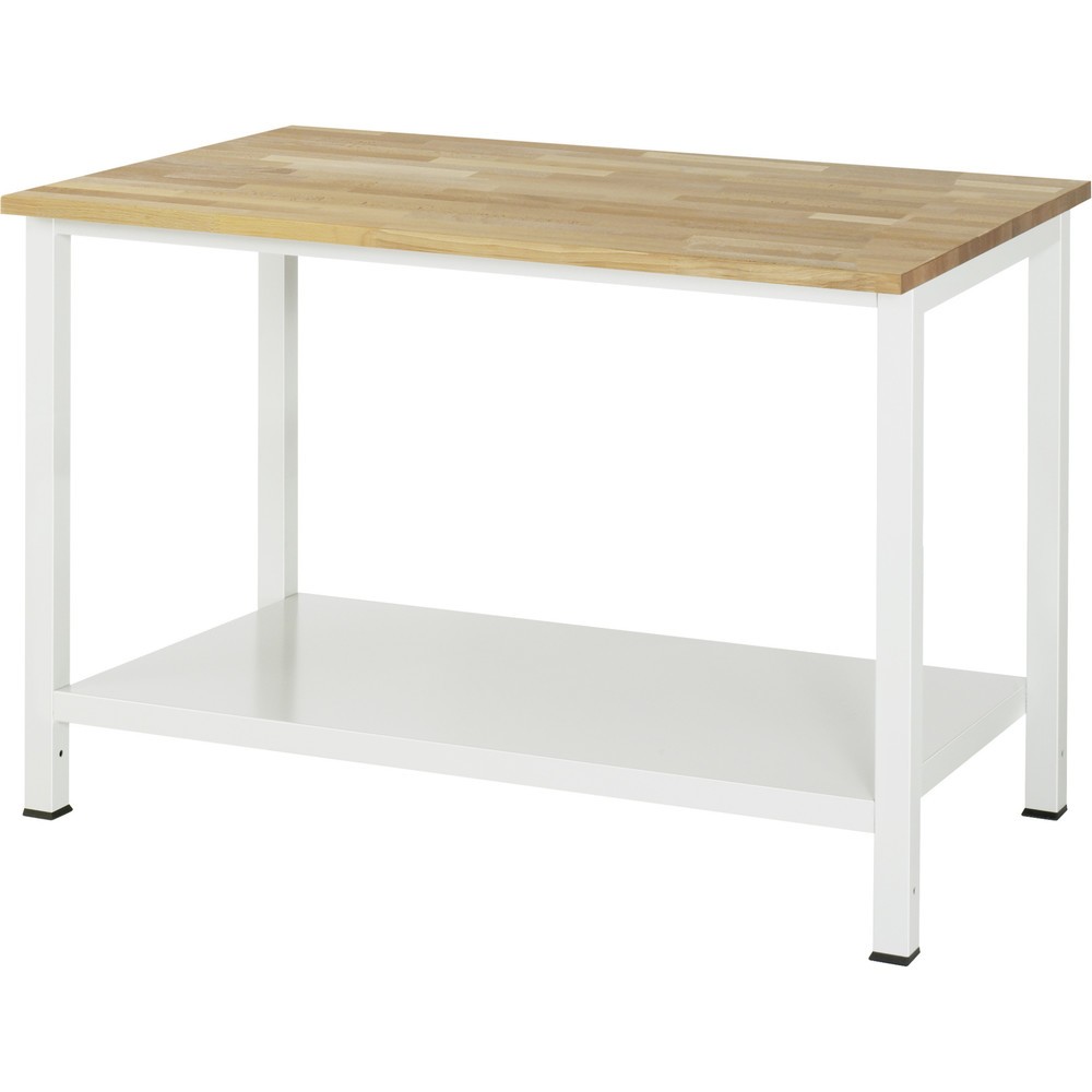Číslo obrázka výrobku 1: Pracovný stôl RAU 900 s odkladacím dnom, hĺbka 650 mm, v × š × h 825 × 1 250 × 800 mm, pracovná doska z bukového masívu