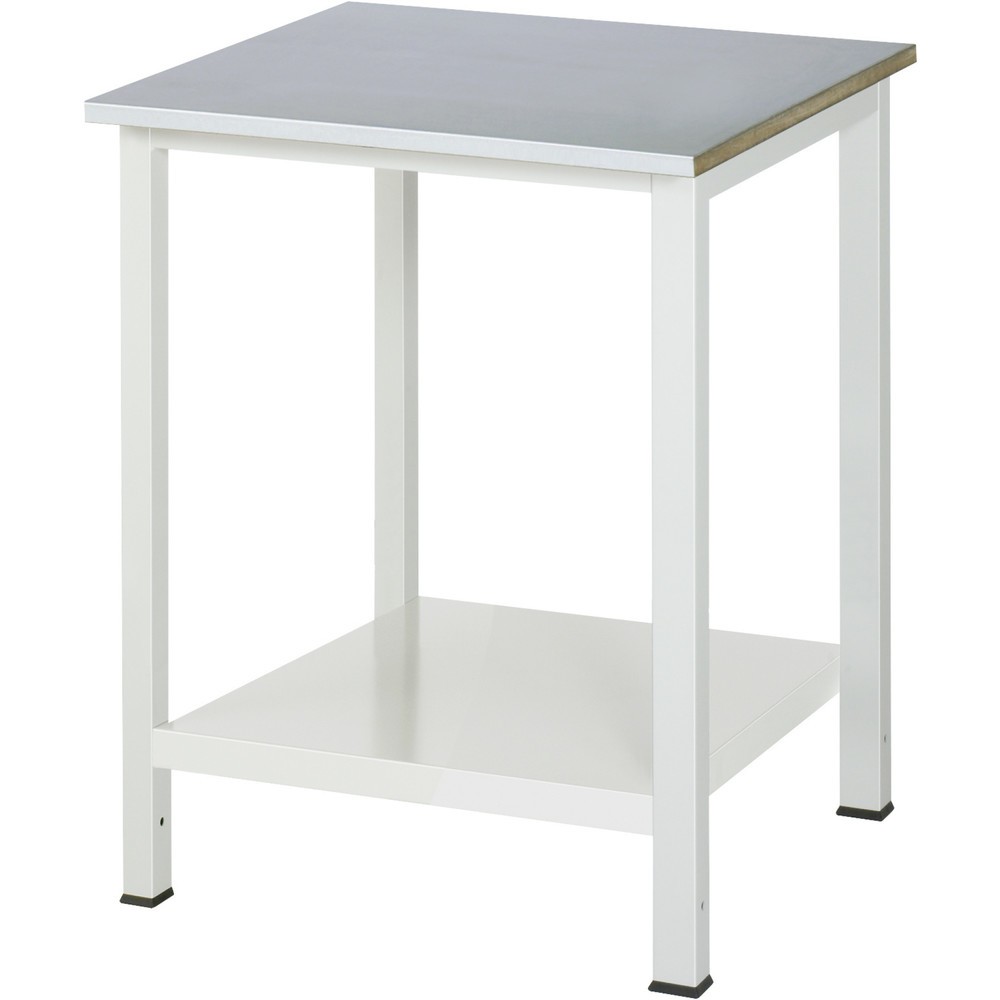 Číslo obrázka výrobku 1: Pracovný stôl RAU 900 s odkladacím dnom, hĺbka 650 mm, v × š × h 825 × 750 × 800 mm, pracovná doska s plechovým povrchom z nehrdzavejúcej ocele