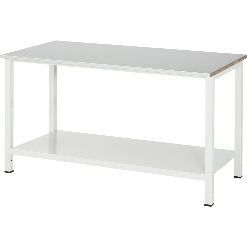 Číslo obrázka výrobku 1: Pracovný stôl RAU 900 s odkladacím dnom, hĺbka 650 mm, v × š × h 825 × 1 500 × 800 mm, pracovná doska s povrchom z oceľového plechu