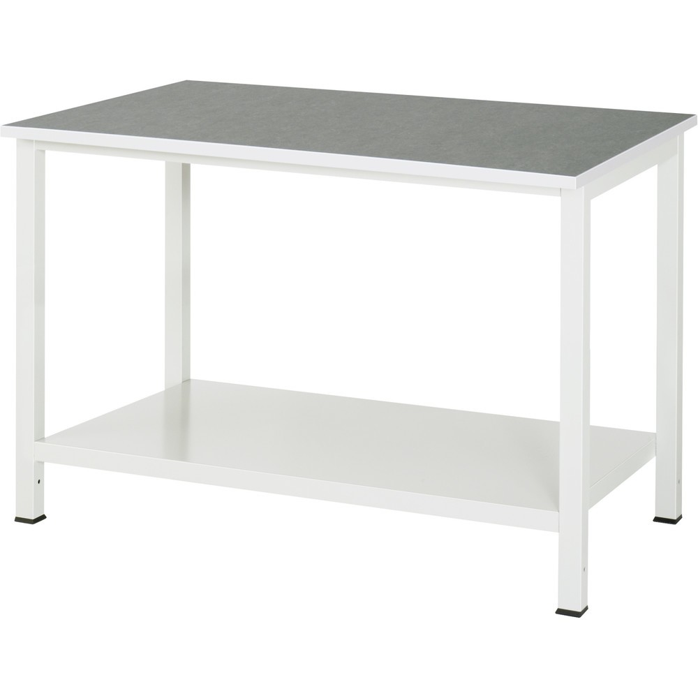 Číslo obrázka výrobku 1: Pracovný stôl RAU 900 s odkladacím dnom, hĺbka 650 mm, v × š × h 825 × 1 250 × 800 mm, pracovná doska s univerzálnym/linoleovým povrchom