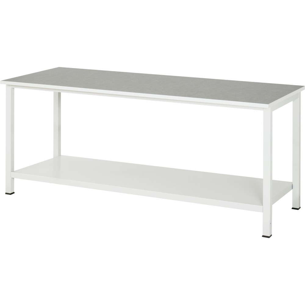 Číslo obrázka výrobku 1: Pracovný stôl RAU 900 s odkladacím dnom, hĺbka 650 mm, v × š × h 825 × 2 500 × 800 mm, pracovná doska s univerzálnym/linoleovým povrchom