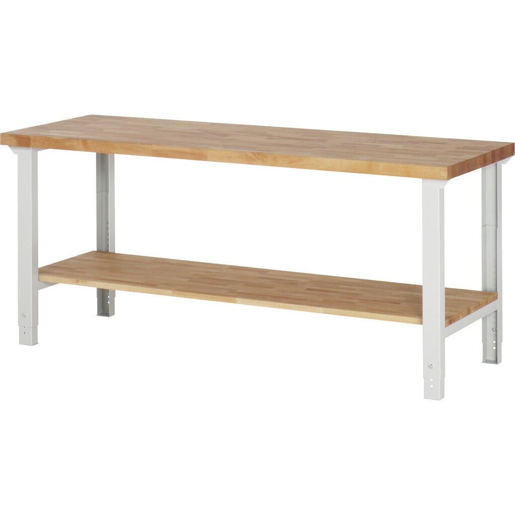 Číslo obrázka výrobku 1: Pracovný stôl RAU série 7 000, v × š × h 790 – 1 140 × 2 000 × 700 mm, s dolným odkladacím dnom