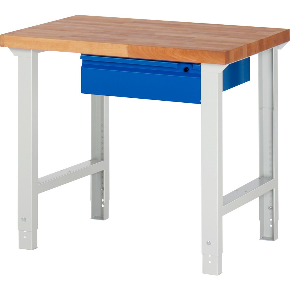 Obrázok výrobku: Pracovný stôl RAU série 7000, v × š × h 790 – 1 140 × 1 000 × 700 mm, 1 zásuv., 1 × 150 mm