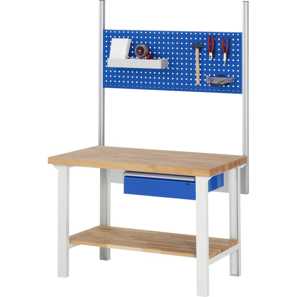 Číslo obrázka výrobku 4: Pracovný stôl RAU série 7000, 1 odkladacie dno z bukového masívu, v × š × h 840 × 1 250 × 700 mm, 1 zásuvka 1 × 150 mm