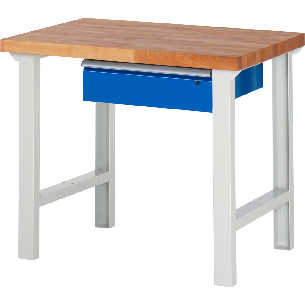 Obrázok výrobku: Pracovný stôl RAU série 7000, v × š × h 840 × 1 000 × 700 mm, 1 zásuvka, úchytková lišta ErgoScript®