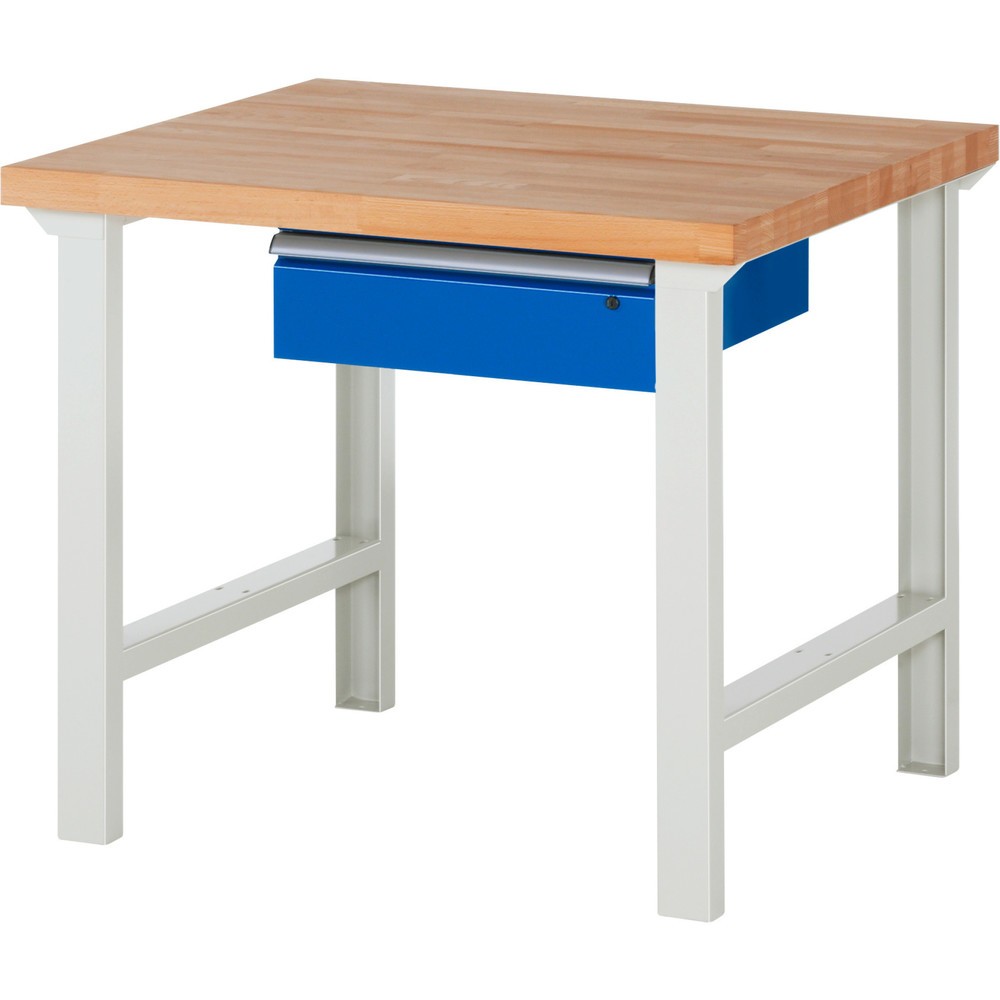 Obrázok výrobku: Pracovný stôl RAU série 7000, v × š × h 840 × 1 000 × 900 mm, 1 zásuvka, úchytková lišta ErgoScript®