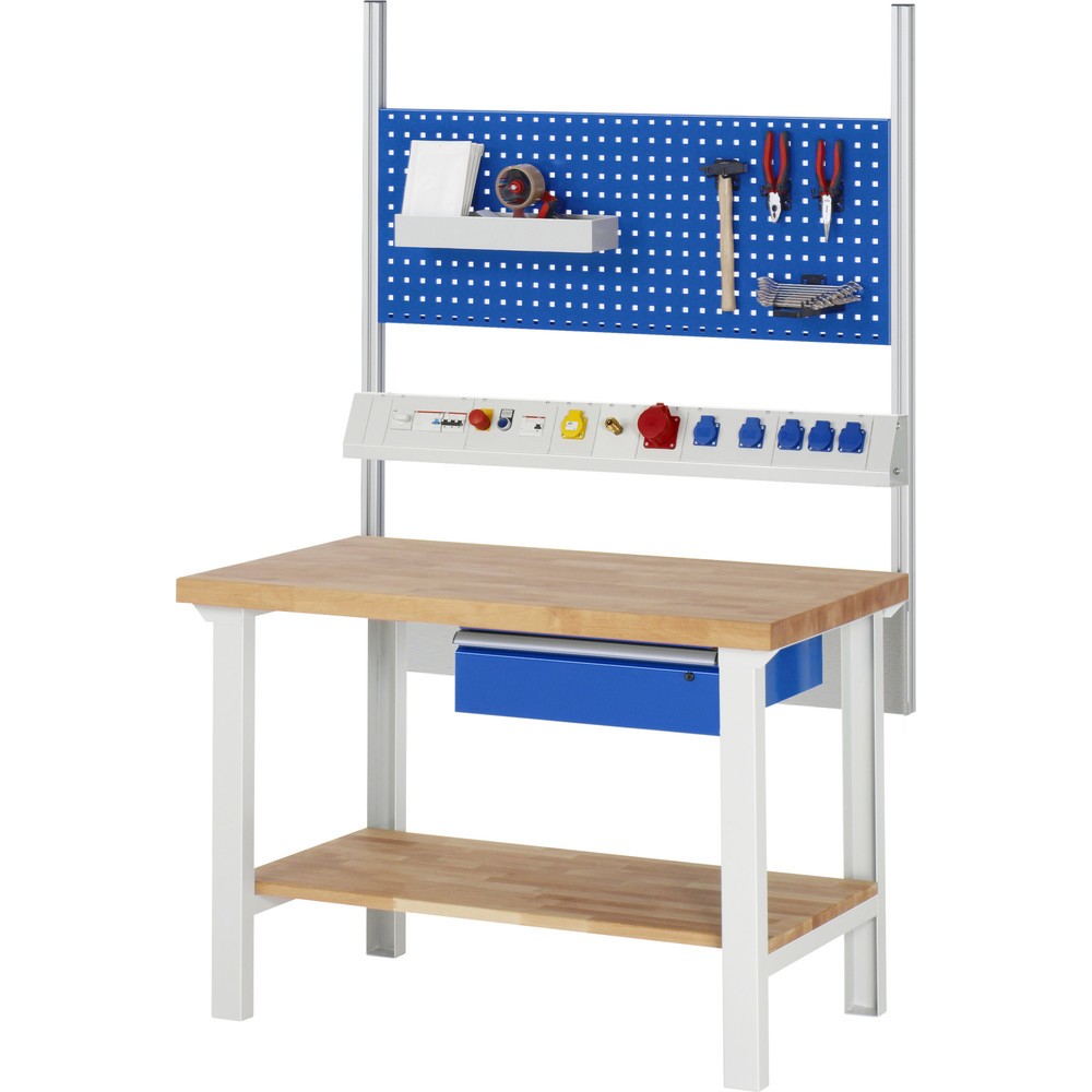 Číslo obrázka výrobku 5: Pracovný stôl RAU série 7000, 1 odkladacie dno z bukového masívu, v × š × h 840 × 1 250 × 700 mm, 1 zásuvka 1 × 150 mm
