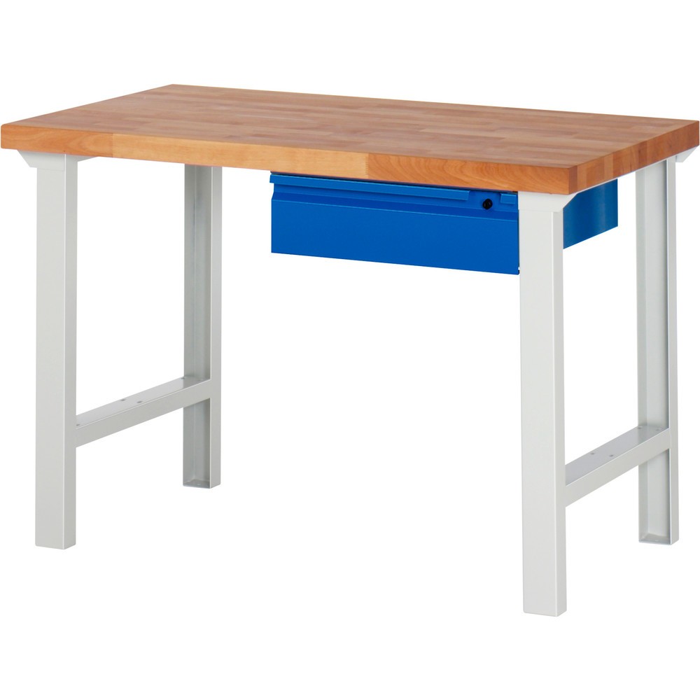 Číslo obrázka výrobku 1: Pracovný stôl RAU série 7000, v × š × h 840 × 1 250 × 700 mm, 1 zásuv., integrovaná úchytková lišta