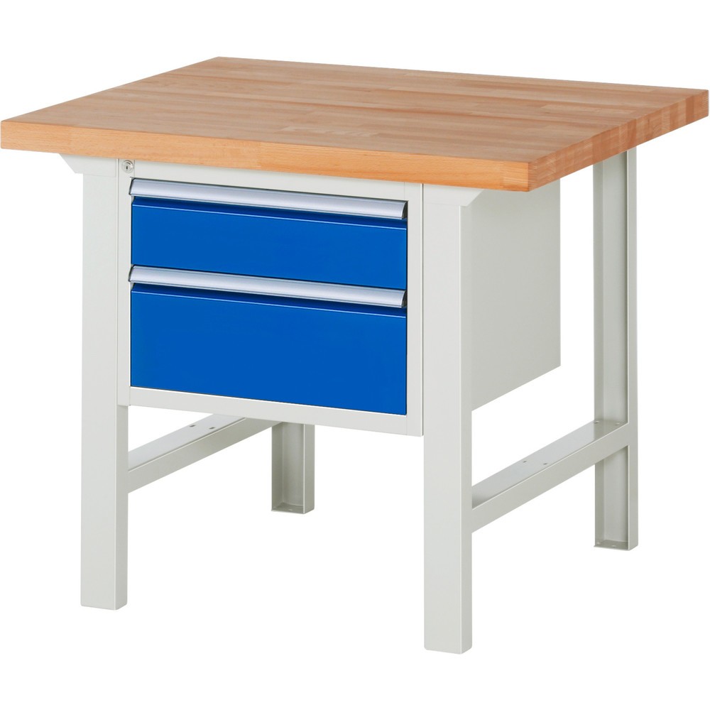 Číslo obrázka výrobku 1: Pracovný stôl RAU série 7000, v × š × h 840 × 1 000 × 900 mm, 2 zásuv. 1 × 150 mm, 1 × 210 mm, nosnosť zásuv. 100 kg